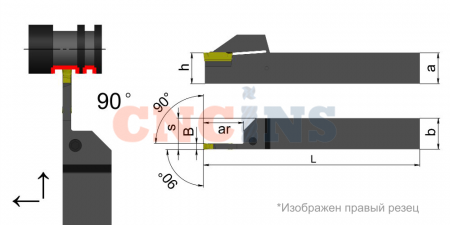 MGEHR2525-3-TX Резец (державка) отрезной/канавочный