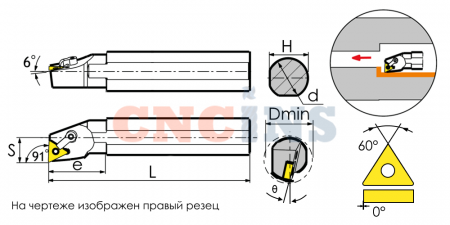 S25S-MTFNR16-TX Резец токарный (державка) расточной по металлу