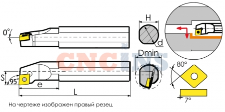 S16Q-SCLCR09 Резец токарный (державка) расточной по металлу