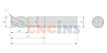 HPM1.z4.20.30.U19/60.115.38/40.R20.TiAlSiXN Фреза концевая твердосплавная