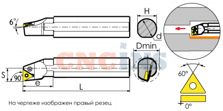 S20Q-PTFNR11 Резец токарный (державка) расточной по металлу