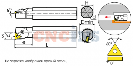 S25R-MTUNR16 Резец токарный (державка) расточной по металлу