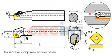 S20R-MCKNR12-TX Резец токарный (державка) расточной по металлу